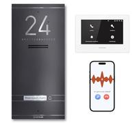 Metzler ADM10 - Kit complet d'interphone avec plaque nominative interchangeable - Connexion IP à 2 fils - Pour 1 maison familiale - Mica de fer