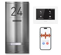 Metzler ADM10 - Kit complet d'interphone avec plaque nominative interchangeable - Connexion LAN/PoE - Pour 1 maison familiale - En acier inoxydable V2A