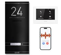 Metzler ADM10 - Kit complet d'interphone avec plaque nominative interchangeable - Connexion LAN/PoE - Pour 1 maison familiale - Noir