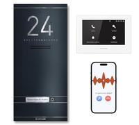 Metzler ADM10 - Kit complet d'interphone avec plaque nominative interchangeable - Connexion LAN/PoE - Pour 1 maison familiale - Anthracite