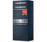 Metzler Bispo Max 2 Boîte aux lettres d'extérieur XXL pour 2 parties avec compartiment à colis en anthracite RAL7016 - 2 grandes boîtes aux lettres pour colis - Personnalisable - En acier inoxydable