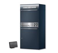 Metzler Bispo Max 2 Grande boîte aux lettres d'extérieur XXL avec éclairage LED, compartiment à colis anthracite RAL7016, boîte aux lettres, boîte à colis, plaque nominative personnalisée en acier