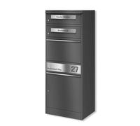 Metzler boîte à Colis avec 2 boîtes aux Lettres - Double boîte à Colis personnalisée - INOX gravé - DB 703 Gris métallisé - Modèle Bispo 2