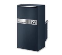 Metzler Boîte à colis avec extraction arrière, grande boîte aux lettres extérieure à l'arrière XXL, boîte à colis personnalisée en RAL7016 gris anthracite avec gravure de nom, inoxydable et massive