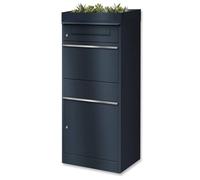 Metzler boîte à Colis avec Toit végétal - Grand modèle extérieur RAL 7016 Anthracite, Inoxydable et Robuste - réception sans Contact - Modèle Bispo