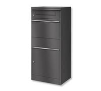 Metzler® boîte à Colis extérieure avec Compartiment Lettres et Serrure cylindrique Gris métallisé DB 703 - Grande capacité Format DHL M, Montage sur Pied Facile, 10 Ans pièces Bispo