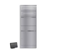 Metzler® boîte à Colis extérieure avec Double boîte aux Lettres et éclairage LED Solaire Gris Aluminium RAL 9007 - Grande capacité protégée intempéries - 10 Ans pièces détachées - Bispo