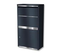 Metzler® boîte à Colis sécurisée avec Plaque Nominative gravée et clapet sans Contact Anthracite RAL 7016 - INOX Robuste Contre Le vol et Les intempéries - Installation Murale ou au Sol Avalon