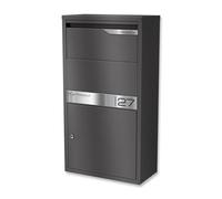 Metzler® boîte à Colis sécurisée avec Plaque Nominative Personnalisable et clapet Anti-Pluie Gris DB703 mica de Fer, réception sans Contact, Montage Mur ou Sol, 10 Ans de pièces détachées Avalon 2