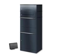 Metzler® boîte à Colis sur Pied avec éclairage LED Solaire et Double boîte aux Lettres Anthracite RAL 7016 - Grande capacité résistante intempéries - 10 Ans pièces détachées - Bispo