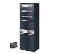 Metzler® boîte aux Lettres Colis multifoyers avec éclairage Solaire LED et Compartiment XL sécurisé Anthracite - gravé | Acier thermolaqué Robuste, plaques INOX personnalisées Bispo 2