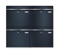 Metzler Boîte aux lettres collective 4 foyers 2 x 2, inox, 78 x 69 cm | Pour petit immeuble, gris anthracite RAL 7016, fixation murale, plaques nominatives interchangeables, fente format A4