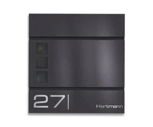 Metzler Boîte aux Lettres “Cube” Gris métallisé DB703 - Nom & numéro gravés au Laser - Boîte Murale Design avec Compartiment à journaux et fenêtres - 37 × 37 × 10,5 cm