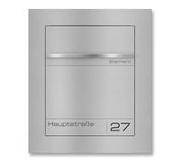 Metzler Boîte aux Lettres encastrable Gris Aluminium RAL 9007 - Acier thermolaqué avec Plaque Nominative INOX gravée - étanche, Design Mural affleurant DIN A4