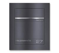 Metzler Boîte aux Lettres encastrable Gris Fer micacé DB 703 - Plaque Nominative INOX gravée au Laser - modèle affleurant, résistant aux intempéries, Format DIN A4