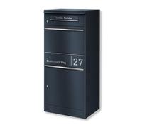 Metzler Boîte aux lettres extérieure grande en Anthracite - Boîte aux lettres avec compartiment pour colis personnalisée avec gravure - Boîte aux lettres avec plaque d'identité en acier inoxydable