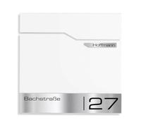 Metzler Boîte aux Lettres Murale Thobe Blanche RAL 9016 - Élégant Design avec Plaque Nominative en Acier Inoxydable V2A - avec Compartiment à journaux - 37 × 37 × 10,5 cm