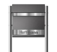 Metzler Boîte aux Lettres sur Pied Asta en Gris Fer DB 703 - avec Compartiment à journaux, Plaque en Acier Inoxydable et Gravure Personnalisable - boîte aux Lettres Design avec Pied - Hauteur 120 cm