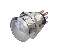 Metzler - Bouton poussoir 22 mm - IP67 IK10 - Acier inoxydable - 2 pôles - Courbé - Contacts à souder