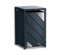 Metzler Box à poubelles 1x240L Anthracite avec Accents INOX | pour 1 bac en Acier résistant & verrouillable | Habillage extérieur avec Couvercle Automatique | Box pour Jardin & allée