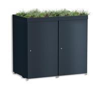 Metzler Box à poubelles 2x240L Anthracite avec Toit végétal | pour 2 bacs en Aluminium Inoxydable & verrouillable | Habillage extérieur avec Pieds réglables | Box pour Jardin