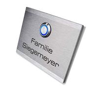 Metzler® campanello da esterno con targa personalizzabile e pulsante LED IP67 acciaio inox 11×8 cm visibilità notturna resistente intemperie incasso elegante 10 ans de disponibilité des pièces détaché