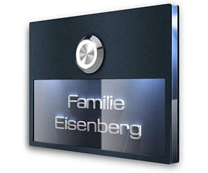 Metzler® campanello esterno con LED integrato e incisione 3D avec IP67 et montage flexible antracite RAL 7016 haute visibilité notte plaque inox durable 110×80 mm 10 ans pièces