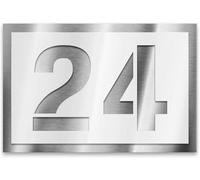 Metzler numéro de maison blanc en inox V2A, 16 x 11 cm, compact et durable, gravure personnalisée avec effet 3D, usage extérieur - Fabriqué en Allemagne
