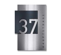 Metzler Numéro de maison en acier inoxydable, plaque individuelle en anthracite (RAL7016), plaque de rue avec numéro, acier inoxydable V2A, inoxydable, brossé, effet 3D, dimensions : 21 x 30 cm