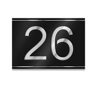 Metzler Numéro de maison en inox, plaque personnalisée en noir profond RAL 9005 avec numéro de maison découpé au laser. Inoxydable, effet 3D, incl. inscription, taille : 38 x 26,6 cm