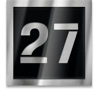Metzler numéro de maison noir en inox V2A, 12 x 12 cm, gravure personnalisée avec effet 3D, surface brossée, résistant UV et intempéries - Fabriqué en Allemagne