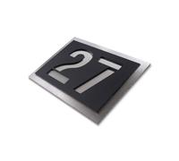 Metzler numéro de maison noir en inox V2A, 21,5 x 15 cm, effet 3D moderne, surface brossée, inox résistant aux UV et intempéries - Fabriqué en Allemagne