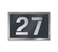 Metzler® numéro de maison personnalisable avec découpe laser et inox brossé anthracite RAL 7016 - lisible, durable, résistante aux intempéries - 21,5 x 15 cm plaque extérieure moderne