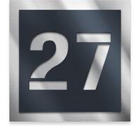 Metzler® plaque numéro de maison personnalisée avec découpe laser et finition inox brossé couleur anthracite RAL 7016 - 12 x 12 cm - design moderne et résistant aux intempéries façade extérieure