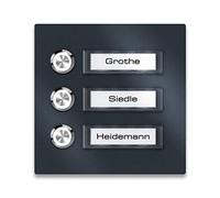 Metzler® sonnette 3 foyers avec LED intégrée et plaques de nom interchangeables anthracite RAL 7016 - montage saillie antivandale, inox V2A extérieur résistant - 10 ans pièces détachées