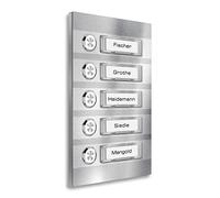 Metzler® sonnette 5 foyers avec LED optionnelle et plaques nom interchangeables acier inoxydable montage en saillie durable extérieur connexion facile 6-12V pièces détachées 10 ans