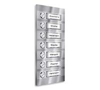 Metzler® sonnette 7 foyers avec plaques de nom interchangeables et éclairage LED optionnel acier inoxydable V2A montage en saillie durable visibilité nocturne 10 ans de pièces détachées