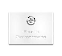 Metzler® sonnette de porte avec gravure personnalisée et bouton étanche IP67 blanc | inox en saillie 110x80 mm | LED visible nuit | design moderne durable | 10 ans pièces détachées