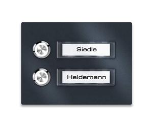 Metzler® sonnette extérieure en inox V2A avec LED et plaques de nom interchangeables anthracite RAL 7016 - montage facile, fixation antivandale, pièces détachées 10 ans, design façade