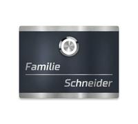 Metzler® sonnette extérieure inox avec bouton-poussoir LED et gravure personnalisée anthracite RAL 7016 - étanche IP67, robuste 3 mm, éclairage annulaire - 10 ans pièces détachées