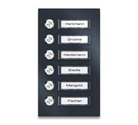 Metzler® sonnette inox encastrée avec LED optionnelle et plaques de nom interchangeables anthracite RAL 7016 - installation facile - usage collectif 1 à 8 logements - pièces détachées 10 ans