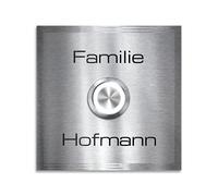 Metzler® sonnette inox personnalisée avec LED étanche IP67 et gravure, couleur anthracite, montage encastré ou saillie, bouton lumineux Ø19 mm, 100 x 100 mm, 10 ans pièces détachées