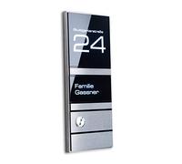 Metzler® sonnette LED extérieure avec plaque gravée personnalisée et bouton inox IP67 acier inoxydable noir 110x275 mm lisible jour/nuit anti-vandalisme installation facile 10 ans pièces