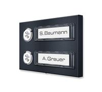 Metzler® sonnette multifamiliale avec plaque nominative interchangeable et bouton LED anthracite - montage en saillie durable - inox IP67 résistant intempéries - 10 ans pièces détachées