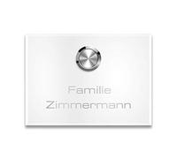 Metzler® sonnette sans fil extérieure avec bouton poussoir étanche IP67 et plaque inox blanc personnalisable jusqu’à 150 m de portée | design lumineux durable 10 ans de disponibilité des pièces