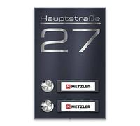 Metzler® sonnette sans fil extérieure avec plaques nominatives interchangeables et LED couleur anthracite RAL 7016 portée 300 m acier inox montage saillie durable design 10 ans pièces disponibles