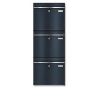 Metzler Triple Boîte au Lettres en Acier Inoxydable | avec Plaque de Nom remplaçable | RAL7016 Gris Anthracite | BK212 Verticale