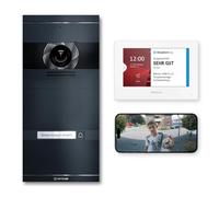 Metzler VDM10 2.0 Visiophone kit complet avec plaque nominative interchangeable - système 2 fils - interphone vidéo avec caméra et moniteur pour maison individuelle, anthracite en acier inoxydable V2A