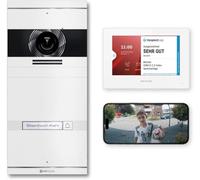 Metzler VDM10 Kit complet d'interphone vidéo 2.0 avec plaque nominative interchangeable - Connecteur à 2 fils - Interphone de porte avec caméra HD et écran pour 1 maison familiale, en blanc en acier