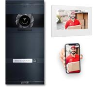 Metzler VDM10 Kit complet d'interphone vidéo 2.0 - Avec plaque nominative interchangeable - LAN/POE - Avec caméra HD pour 1 maison familiale - Application smartphone - Anthracite - En acier inoxydable